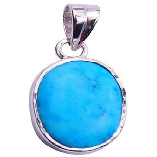                       Ceylonmine- 9.5 Ratti Sterling Silver/ White Gold Plated Stylish Firoza Pendant For Women & Girls ( Firoza Firoza Stone )                                              