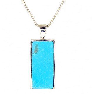                       Ceylonmine -Firoza Pendant Original & Unheated Stone 7.25 Ratti Firoza Firoza Silver Plated Pendant For Women & Girl                                              