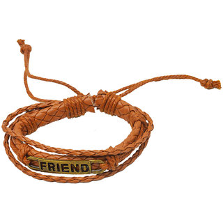 Shiv Jagdamba Friend Charm Adjustable Lace Up Best Quality Handmade Braided Three Layer Leather Bracelet