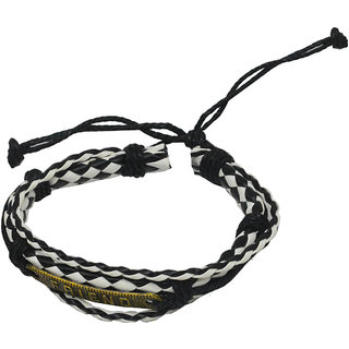                       Shiv Jagdamba Friend Charm Adjustable Lace Up Best Quality Handmade Braided Three Layer Leather Bracelet                                              