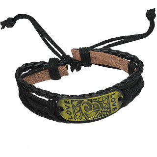                       Shiv Jagdamba Love Heart Arrow Charm Adjustable Lace Up Best Quality Handmade Braided Leather Bracelet                                              