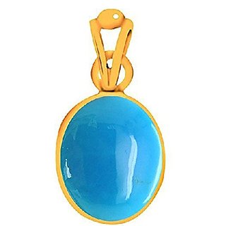 Ceylonmine- 9.25 Ratti Turquoise Pendant Stone Original & Gli Certified Stone Firoza Gold Plated Pendant For Women & Girls Ceylonmine- 9.25 Ratti Turquoise Pendant Stone Original & Gli Certified Stone Firoza Gold Plated Pendant For Women & Girls