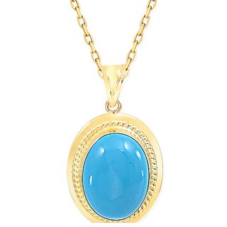 Ceylonmine Natural Turquoise Pendant Original & Unheated Stone 9.25 Ratti ( Firoza Turquoise ) Gold Plated Pendant For Unisex Ceylonmine Natural Turquoise Pendant Original & Unheated Stone 9.25 Ratti ( Firoza Turquoise ) Gold Plated Pendant For Unisex