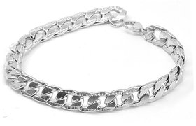 Shiv Jagdamba 10Mm Widthcurban Curb Link Chain Silver Stainless Steel Bracelet For Men And Women