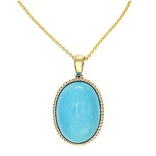 Ceylonmine -Natural Turquoise Pendant Original & Unheated Stone 9.25 Ratti ( Firoza Turquoise ) Gold Plated Pendant For Unisex Ceylonmine -Natural Turquoise Pendant Original & Unheated Stone 9.25 Ratti ( Firoza Turquoise ) Gold Plated Pendant For Unisex