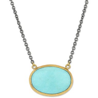                       Ceylonmine -Firoza Turquoise Pendant Natural & Original Stone Gold Plated Pendant For Women & Girls 9.25 Ratti                                              