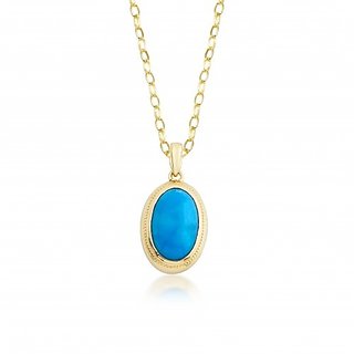                       Ceylonmine Natural Turquoise Pendant Original & Unheated Stone 9.25 Ratti ( Firoza Turquoise ) Gold Plated Pendant For Unisex                                              