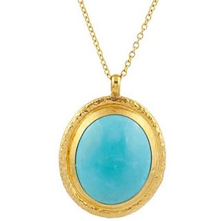                       Ceylonmine -Certified Single Turquoise Stone Panchdhatu(Gold Plated) Metal Pendant 9.25 Ratti Firoza Turquoise Stone Locket/Pendant For Women & Girls                                              