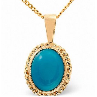                      Ceylonmine 9.25 Gold Plated Stylish Turquoise Designer Pendant For Women & Girls ( Firoza Turquoise Stone )                                              