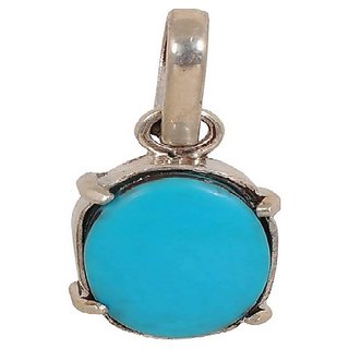 Ceylonmine- 9.25 Ratti Turquoise Pendant Stone Original & Gli Certified Stone Firoza Silver Pendant For Women & Girls Ceylonmine- 9.25 Ratti Turquoise Pendant Stone Original & Gli Certified Stone Firoza Silver Pendant For Women & Girls