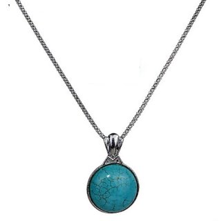                       Ceylonmine -Certified Single Firoza Stone Silver Metal Pendant 9.25 Ratti Turquoise Stone Locket/Pendant For Women & Girls                                              
