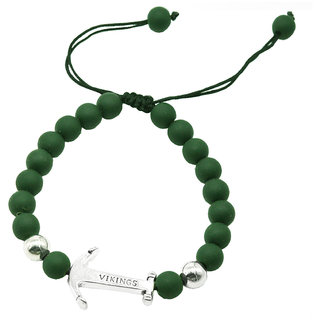                       Shiv Charm Silver & Green Onyx Anchor Beads Adjustable Bracelet                                              