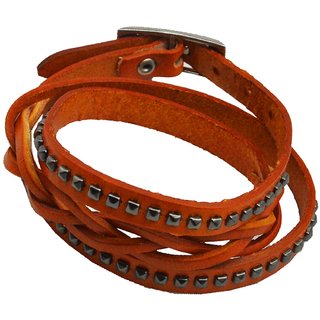                       Shiv Jagdamba Handmade Snake Braided Genuine High Quality Leather Wristband Cuff Belt Clasp Charm Jewelrymens Bracelet                                              