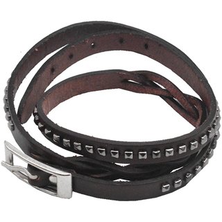                       Shiv Jagdamba Handmade Snake Braided Genuine High Quality Leather Wristband Cuff Belt Clasp Charm Jewelrymens Bracelet                                              