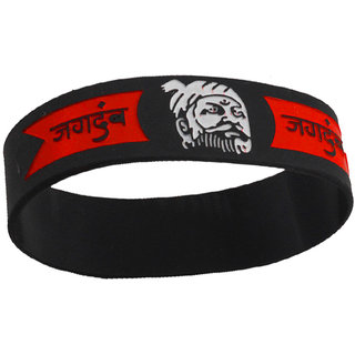 Buy Shiv Jagdamba Chhatrapati Shivaji Maharaj Black And Red And White Silicon Bracelet Online 185 from ShopClues