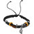 Shiv Jagdamba Leaf Cuff Handmade Braided Three Layer Black Leather Metal Bracelet For Men And Women