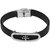 Shiv Jagdamba Biker And Sport Wristband Leather Stainless Steel Wristband Adjustable Bracelet Silver & Black Leather & Stainless Steel Bracelet For Men And Women