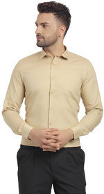 Cape Canary Men's Beige Regular-Fit Formal Shirt