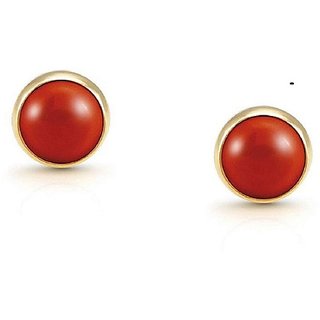 Ceylonmine - Coral Stud Earring Gold Plated Natural Original Munga/Moonga Gemsotne Earring For Women Ceylonmine - Coral Stud Earring Gold Plated Natural Original Munga/Moonga Gemsotne Earring For Women