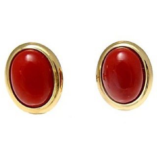                       Ceylonmine - Red Coral Earring Natural Munga/Proble Stud Earrings For Women                                              