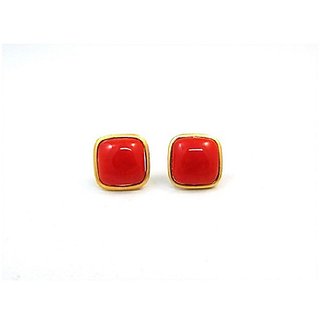 Ceylonmine - Coral Earrings Original & Unheated Gemstone Moonga Stud Earring For Women & Girl Ceylonmine - Coral Earrings Original & Unheated Gemstone Moonga Stud Earring For Women & Girl