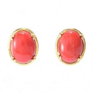 Ceylonmine - Stud Earring Original Stone Red Coral Munga/Proble Gemstone Earring For Women Girl Ceylonmine - Stud Earring Original Stone Red Coral Munga/Proble Gemstone Earring For Women Girl