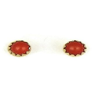                       Ceylonmine - Coral Stud Earring Original  Unheated Proble Moonga Earring Gold Plated                                              