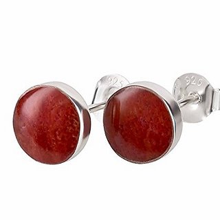Ceylonmine - Coral Stud Earring Silver Natural & Original Munga/Moonga Gemsotne Earring For Women Ceylonmine - Coral Stud Earring Silver Natural & Original Munga/Moonga Gemsotne Earring For Women