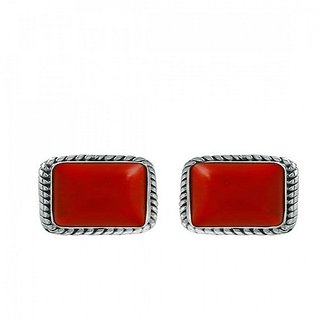                       Ceylonmine - Red Coral Earring Natural Munga/Proble Stud Earrings For Women                                              