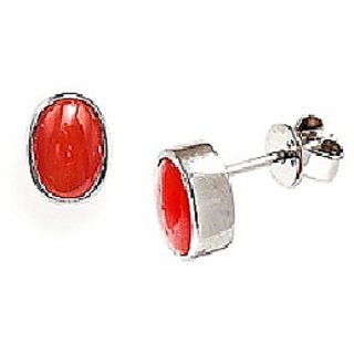                       Ceylonmine - Coral Stud Earring Silver Natural & Original Munga/Moonga Gemsotne Earring For Women                                              