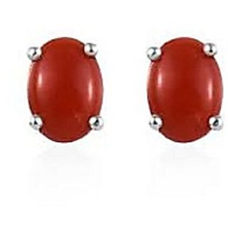 Ceylonmine - Coral Stud Earring Original & Unheated Proble Moonga Earring Silver Ceylonmine - Coral Stud Earring Original & Unheated Proble Moonga Earring Silver