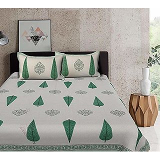Casa-Nest Traditional Unique Jaipuri Floral Printed Cotton Double King Size Bedsheet With 2 Pillow Cover