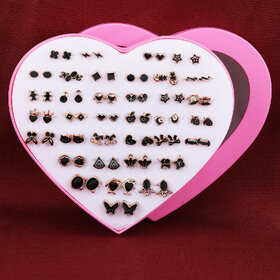 Silver Shine Black Colour New Fashion Earrings Set Of 36 For Women And Girls.