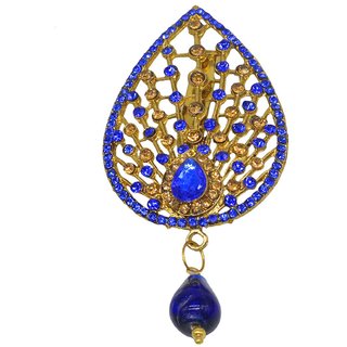                       Shiv Jagdamba Crystal Peacock Feather Wedding And Partwear Sherwani Suit Lapel Pin                                              