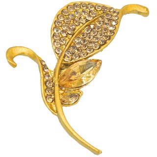                       Shiv Jagdamba Charming Crystal Leaf Wedding And Partywear Sarees And Sherwani Suit Label Pin                                              