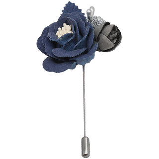                       Shiv Jagdamba Lapel Flower Pin Rose For Wedding Boutonniere Stick Multicolor Fabric Stainlesssteel Brooch                                              