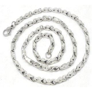                       Shiv Jagdamba 3Mm Thickness Stylish Design Silver Stainless Steel Chain For Men And Women                                              