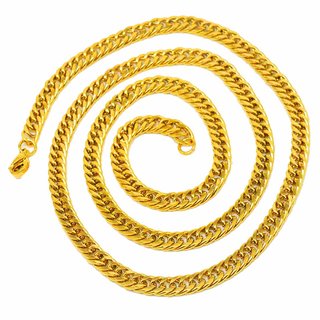                       Shiv Jagdamba 3Mm Thickness Shiny Stainless Steel Link Gold Stainless Steel Chain For Men And Women                                              