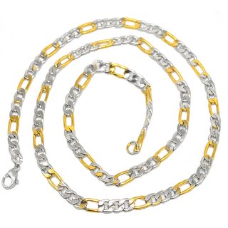                       Shiv Jagdamba 3Mm Thickness Shiny Link Gold Silver Stainless Steel Chain For Men And Women                                              