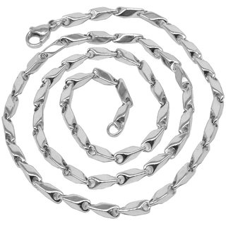                       Shiv Jagdamba 3Mm Thickness Stylish Box Link Silver Stainless Steel Chain For Men And Women                                              