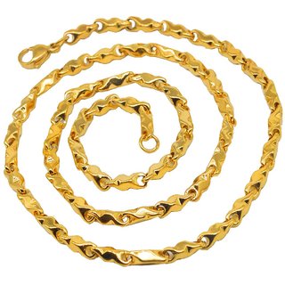                       Shiv Jagdamba 3Mm Thickness Stylish Design Gold Stainless Steel Chain For Men And Women                                              