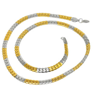                       Shiv Jagdamba 4Mm Thickness Dual Tone Gold Silver Snake Link Fashion Unisex Chain For Men And Women                                              