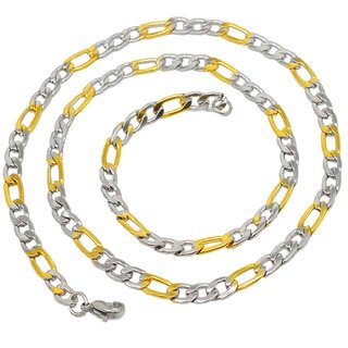                       Shiv Jagdamba Dual Tone Gold Silver Link Stylish Fashion Unisex Stainless Steel Chain For Men And Women                                              