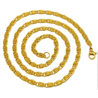                       Shiv Jagdamba 4Mm Thickness Gold Spiral Link Fashion Unisex Stainless Steel Chain For Men And Women                                              
