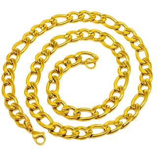                       Shiv Jagdamba 9Mm Thickness Silver Link Fashion Gold Stainless Steel Chain For Men And Women                                              