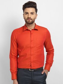 Cape Canary Men'S Orange Cotton Solid Formal Shirt
