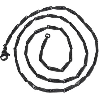                       Shiv Jagdamba 2Mm Thickness Plain Classic Design Wheat Link Black Stainless Steel Chain For Men And Women                                              