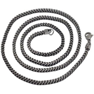                       Shiv Jagdamba Stylish Black Plated Snake Link Silver Black Stainless Steel Chain For Men And Women                                              