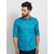 Cape Canary Men'S Turquoise Cotton Printed Casual Shirt