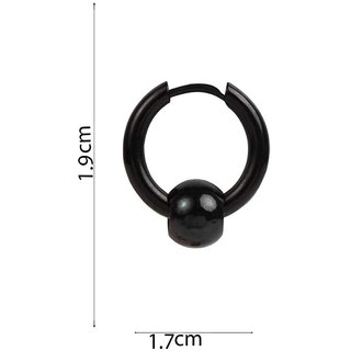                       Shiv Jagdamba Punk Ball Circle Ring Piercing Christmas Gift Black Stainless Steel Hoop Earring                                              